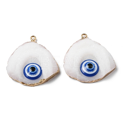 Evil Eye Druzy Resin Pendants RESI-D050-10LG-1