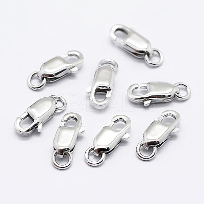 Anti-Tarnish Rhodium Plated 925 Sterling Silver Lobster Claw Clasps STER-K167-075E-P-1