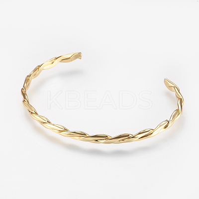 Brass Twisted Cuff Bangle X-BJEW-P168-F02-1