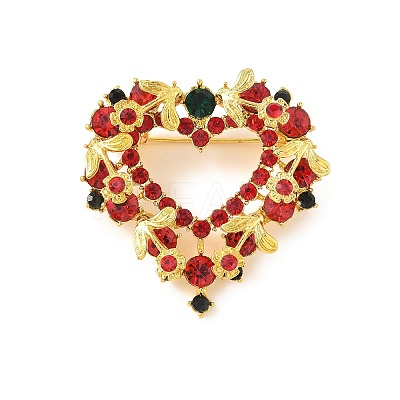 Heart Zinc Alloy Rhinestone Brooches for Backpack Clothes LS-JEWB-R069-01A-G-1