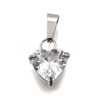 304 Stainless Steel Micro Pave Cubic Zirconia Pendants LS-STAS-B086-13P-04-1