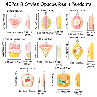 40Pcs 8 Styles Opaque Resin Pendants RESI-CJ0003-47-1