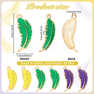 30Pcs 3 Colors Alloy Enamel Pendants ENAM-PH0013-17-1