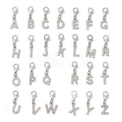 26Pcs 26 Styles Alloy Crystal Rhinestone Pendant Decorations HJEW-JM03172-02-1