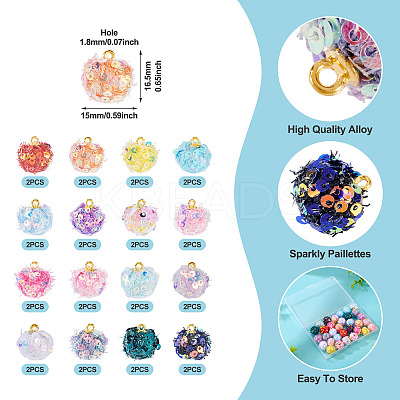 32Pcs 16 Colors Cloth Pendants FIND-TA0008-47-1