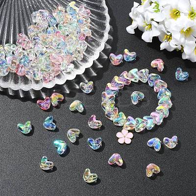100Pcs 5 Colors UV Plating Transparent Acrylic Beads MACR-YW0004-89-1