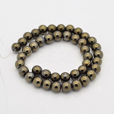 Round Non-magnetic Synthetic Hematite Beads Strands G-D617-8mm-26-1