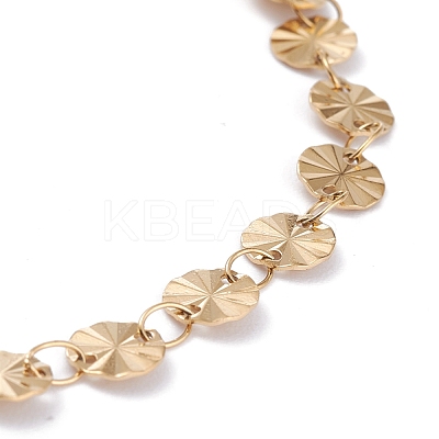 PVD Vacuum Plating 304 Stainless Steel Flat Round Link Chain Bracelets BJEW-I295-05B-G-1