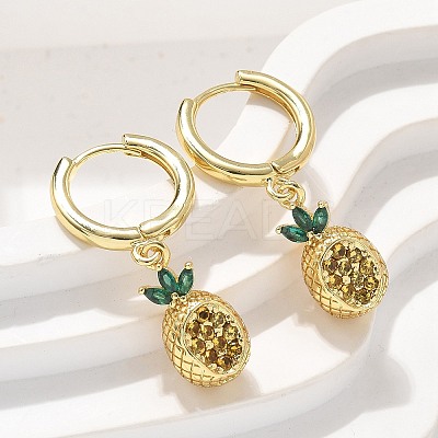 Brass Cubic Zirconia Hoop Earrings EJEW-Q015-02G-A-1