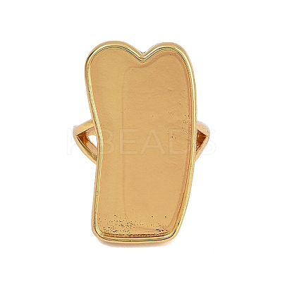 Rectangle Brass Adjustable Ring Components KK-Z122-18G-1