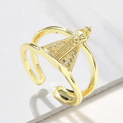 Brass Micro Pave Cubic Zirconia Cuff Rings RJEW-P149-01A-G-1