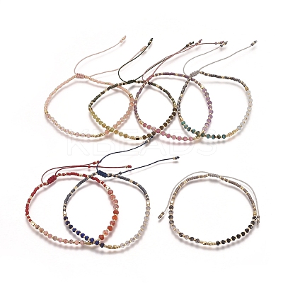 Adjustable Natural Gemstone Braided Bead Bracelets BJEW-L669-B-1