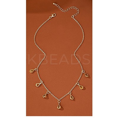 Alloy Topaz Rhinestone Teardrop Pendant Bib Necklaces FS-WG07C6E-01-1