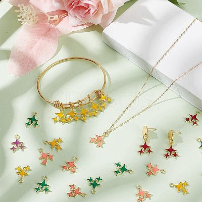 120Pcs 6 Colors Alloy Enamel Pendants ENAM-AR0001-45-1