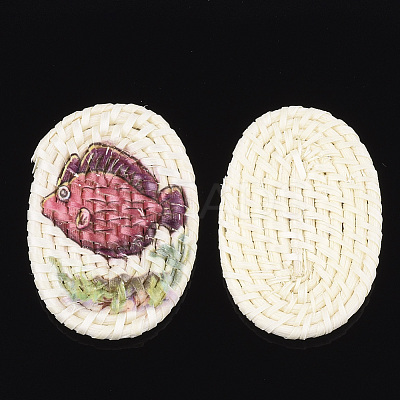 Handmade Reed Cane/Rattan Woven Beads WOVE-T006-116-1