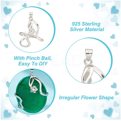1Pc Rhodium Plated Rhodium Plated 925 Sterling Silver Pendant Bails FIND-GO0001-78-1