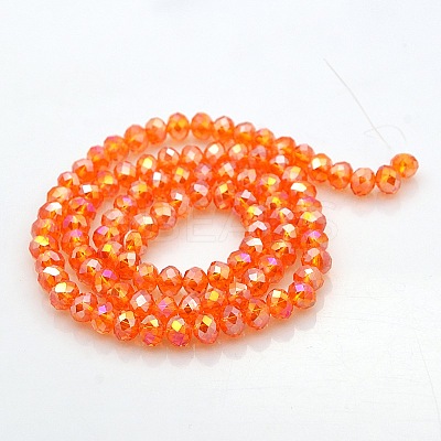 AB Color Plated Faceted Rondelle Electroplate Glass Beads Strands GLAA-A024D-AB10-1