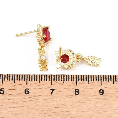 Brass Micro Pave Cubic Zirconia Dangle Stud Earrings EJEW-F405-24G-1