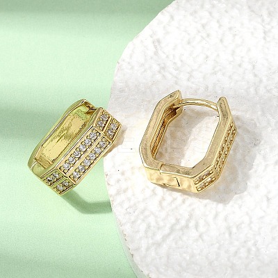 Brass Micro Pave Clear Cubic Zirconia Huggie Hoop Earrings EJEW-G473-09G-1