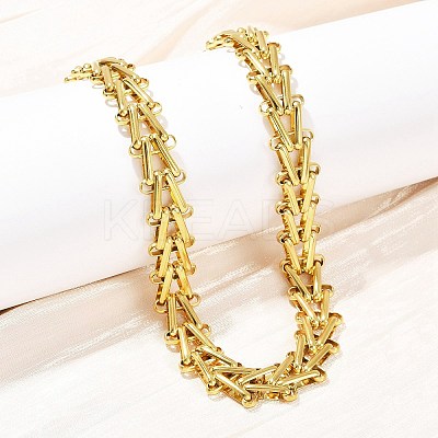 304 Stainless Steel Triangle Link Chain Necklaces NJEW-C092-01G-1