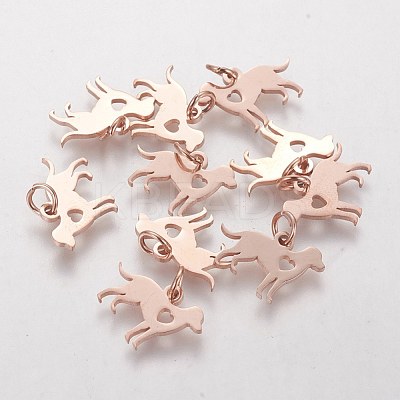 304 Stainless Steel Puppy Pendants STAS-Q201-T464R-1