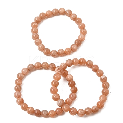 8MM Natural Sunstone Round Beaded Stretch Bracelets for Women GG-CBA3F02-11A-1