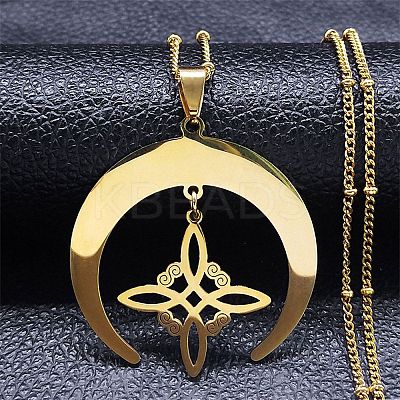 201 Stainless Steel Pendant Necklaces NJEW-K253-04G-1-1