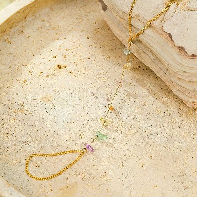 Gemstone Chip Link Chains for Women BJEW-G739-02G-1