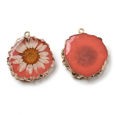 Inner Dried Flower Resin Pendants RESI-P028-02KCG-04-1