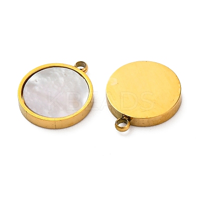 Ion Plating(IP) 304 Stainless Steel Pave Natural Shell Charms STAS-Z100-01G-02-1