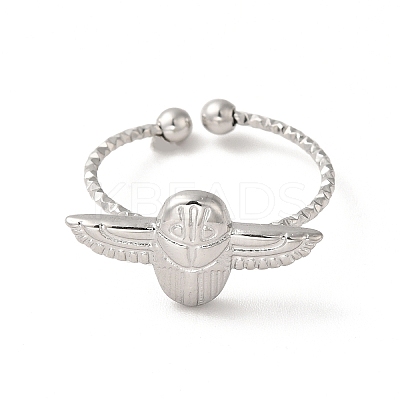 Non-Tarnish 304 Stainless Steel Owl Open Cuff Rings for Women X-RJEW-H136-01P-1