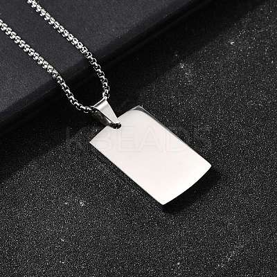 304 Stainless Steel Blank Pendant Necklaces NJEW-P329-04C-P-1