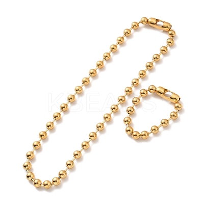 PVD Vacuum Plating 304 Stainless Steel Ball Chain Necklace & Bracelet Set STAS-D181-01G-02D-1