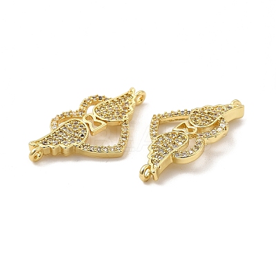 Brass Micro Pave Clear Cubic Zirconia Connector Charms KK-E068-VB344-1