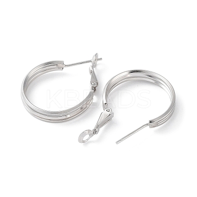 Rhodium Plated 925 Sterling Silver Hoop Earrings EJEW-K258-13P-1