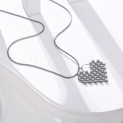 Anti-Tarnish 304 Stainless Steel Heat Pendant Round Snake Chain Necklaces for Women STAS-Z114-19P-1