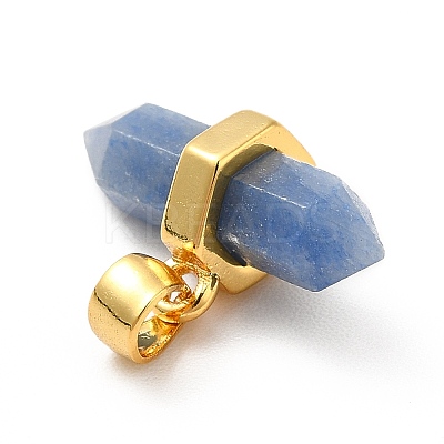 Dyed & Heated Natural Blue Aventurine Double Terminal Pointed Pendants G-P481-01G-02-1