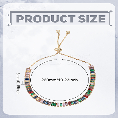 1Pc Brass Rhinestone Beads Slider Bracelets for Women BJEW-LP0002-59G-1