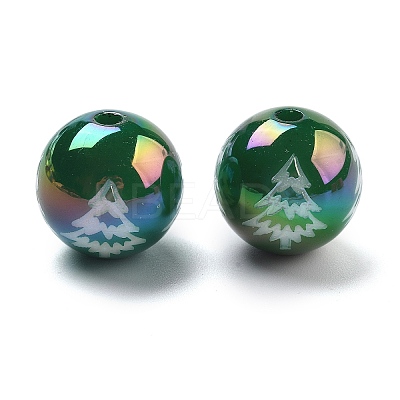 Christmas Theme UV Plating Acrylic Beads OACR-M022-08D-1