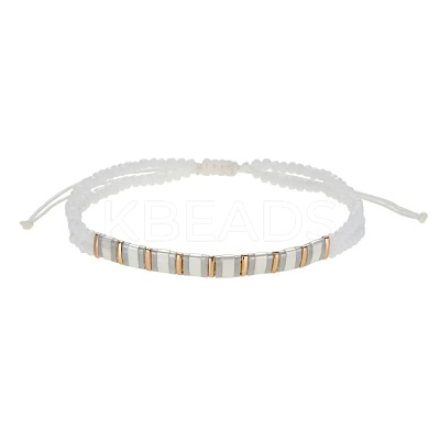 Bohemian Style Glass Seed Bead & Plastic Braided Bead Bracelets QF8968-2-1