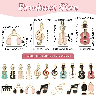 40Pcs 20 Styles Alloy Enamel Pendants ENAM-YW0005-94-1