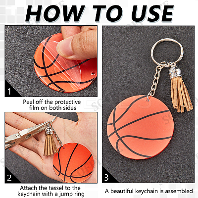 DIY Sports Ball Acrylic Pendant Keychain Making Kits DIY-SP0001-44B-1