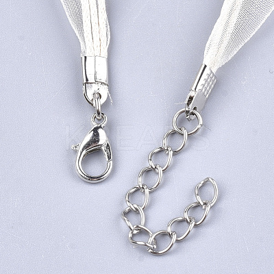 Waxed Cord and Organza Ribbon Necklace Making NCOR-T002-102-1
