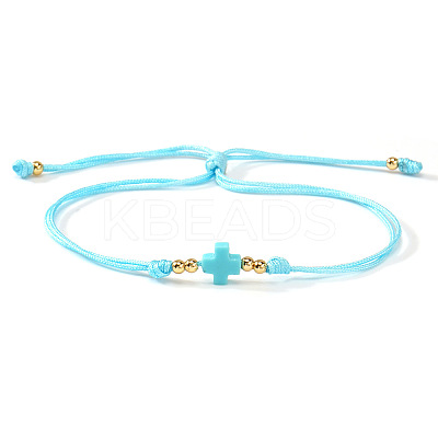 Adjustable Brass & Acrylic Beads Slider Bracelets NV0249-7-1