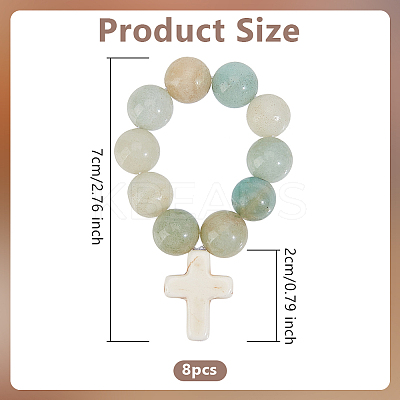 Natural Flower Amazonite Round Beads Pendant Decoration HJEW-OC00017-1