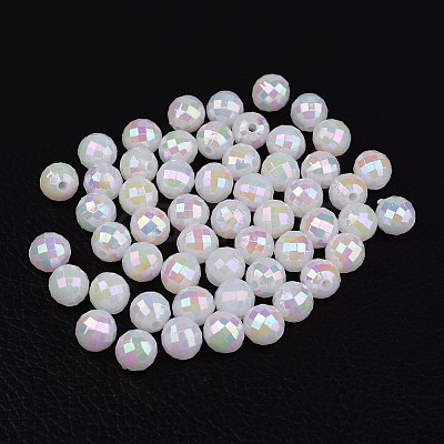 Faceted Colorful Eco-Friendly Poly Styrene Acrylic Round Beads LS-SACR-K001-8mm-78-1