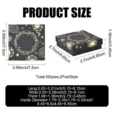 10Pcs 5 Styles Sun Moon Star Printed Cardboard Gift Boxes CBOX-FS0001-09-1