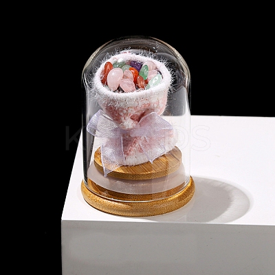 Arch Glass Jar Display Decorations with Natural Mixed Gemstone Bouquet Inside PW-WG72796-07-1
