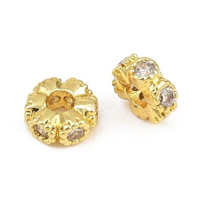 Brass Micro Pave Clear Cubic Zirconia Beads CU-CBA6A75-18G-1