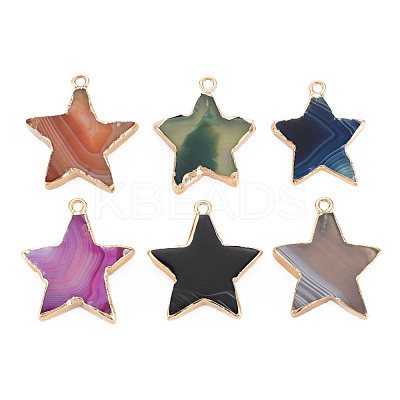 Natural Agate Pendants G-N326-129-1
